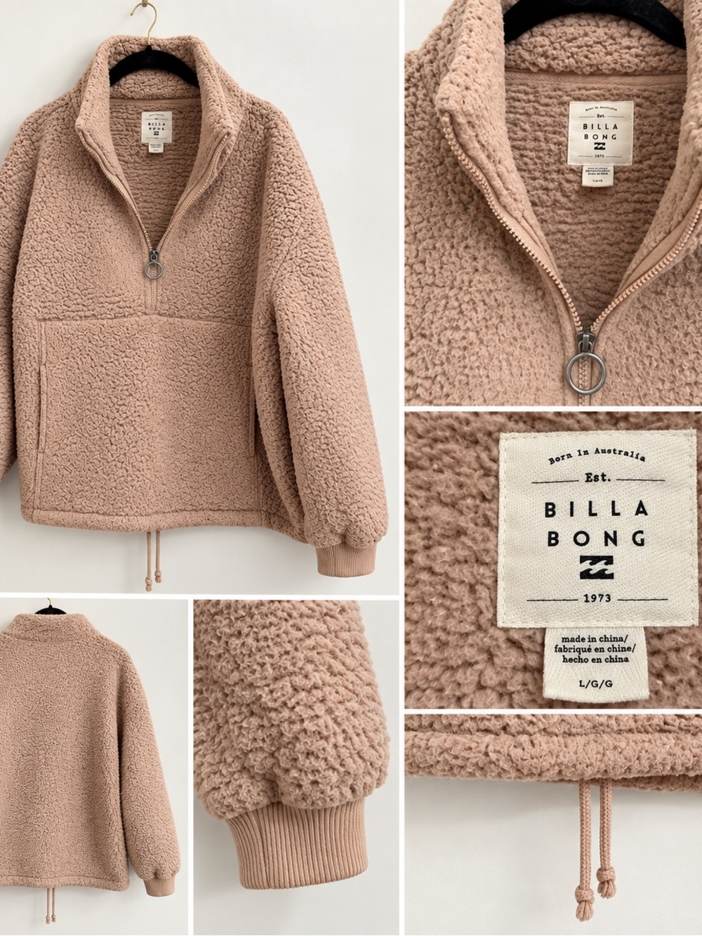 Billabong Women’s Sherpa Pullover Jacket - Dusty Rose